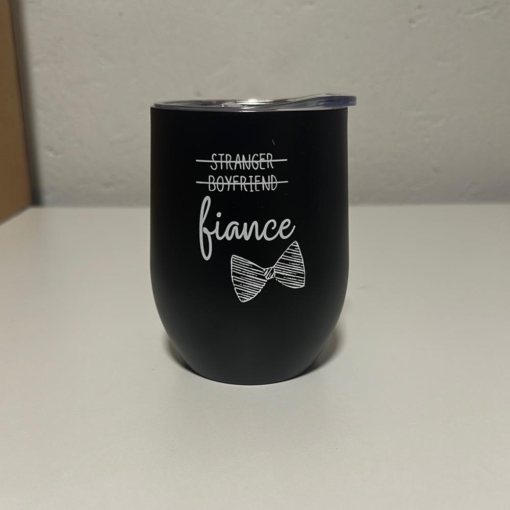 Black Fiance Tumbler with Bow Design
